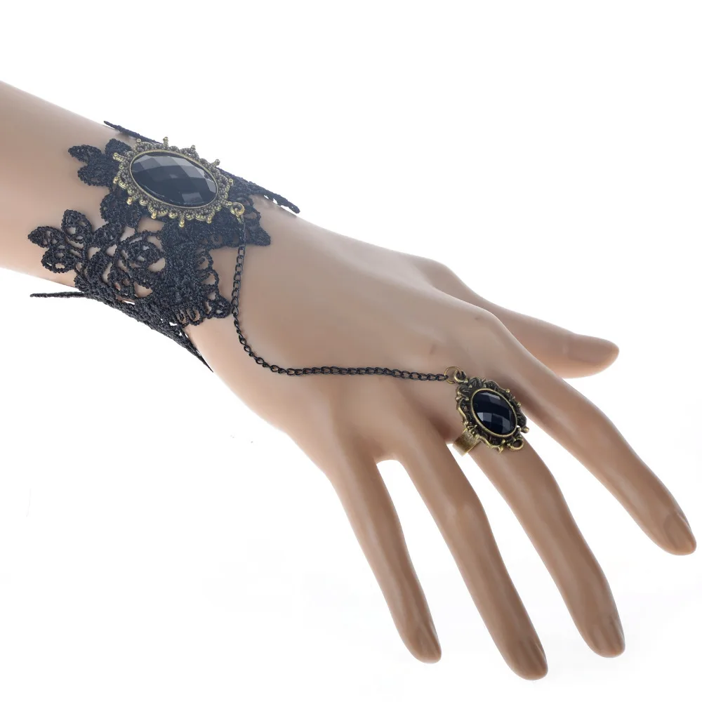 Женский Винтажный кружевной браслет-цепочка ручной работы Goth браслеты с