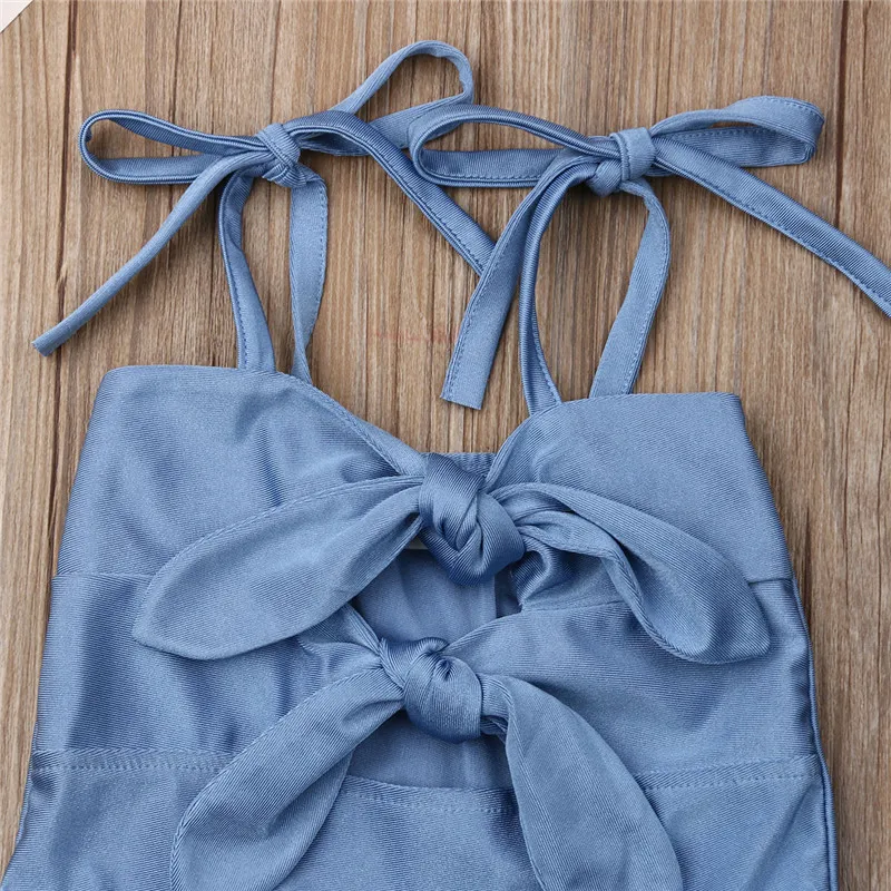 Купальник бикини однотонный для новорожденных девочек купальный костюм с