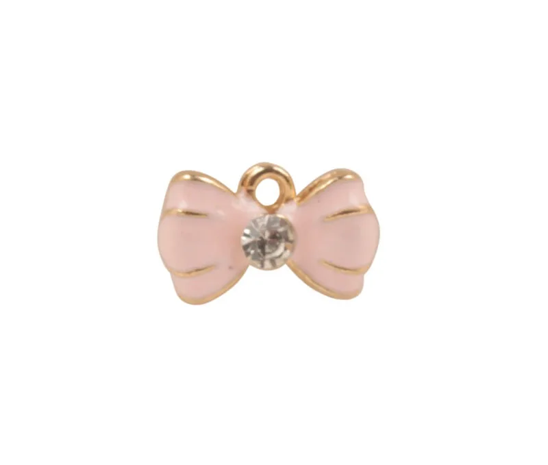 

20PCS Fashion Enamel Rhinestone Bowknot Golden Charms