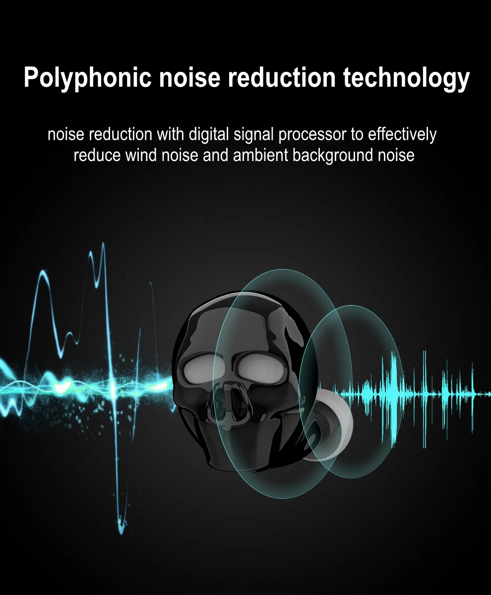 Новинка 2019 bluetooth наушники с черепом и костями микрофоном шумоподавлением Hi Fi