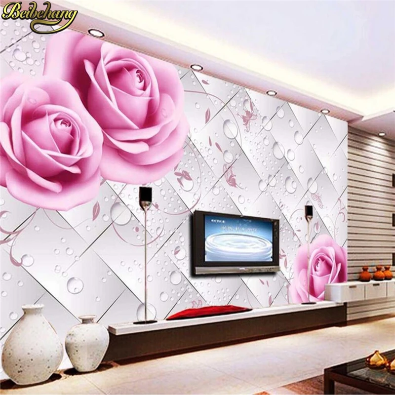 beibehang Rose petals wedding room background wall paper roll Custom mural papel de parede 3D photo wallpaper roll wall stickers