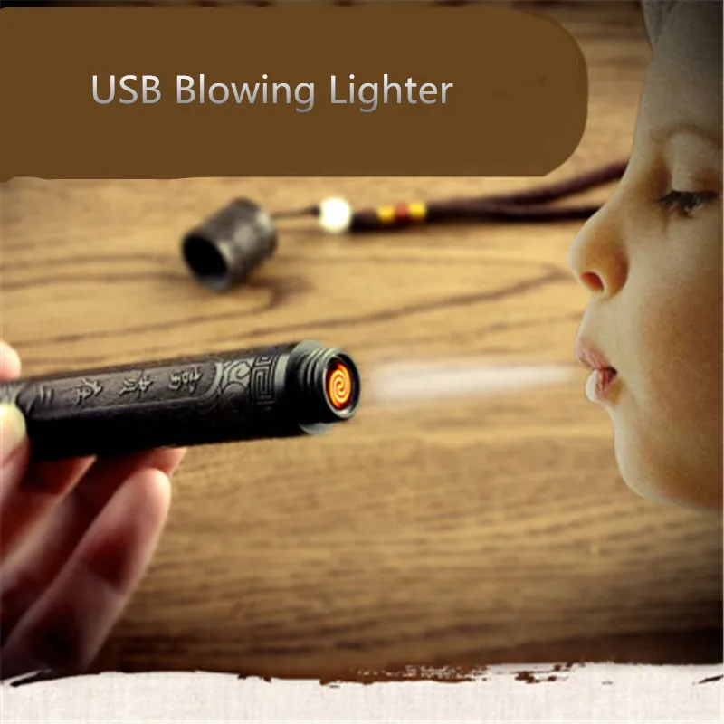 Перезаряжаемая Вольфрамовая деревянная USB зажигалка в китайском стиле