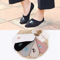 cotton women low ankle boat socks invisible silicon gel slipper girl boy hosiery 1pair2pcs ws162