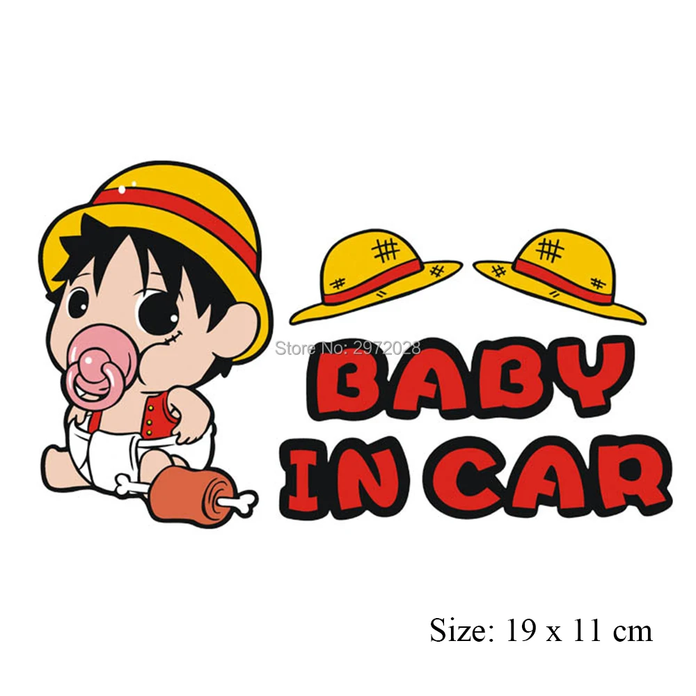 

10 x Car Covers Car-styling Cartoon Luffy Baby in Car Car Stickers Decal for Ford Toyota Chevrolet VW Honda Mazda Opel