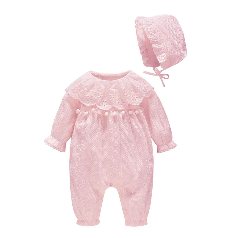 Pink Vlinder/Одежда для маленьких девочек детский комбинезон, Одежда для новорожденных, комплект из 2 предметов, Детские распашонки из чистого хлопка, детская одежда для лазанья, комбинезон для девочек - Цвет: Pink