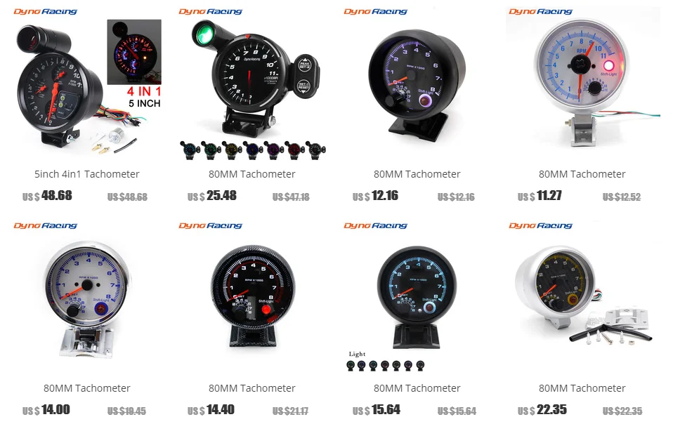 Тахометр 3,75 дюймов 0-8000 Rpm датчик с shiftlight Chrome Тахометр автомобилей метр YC100140