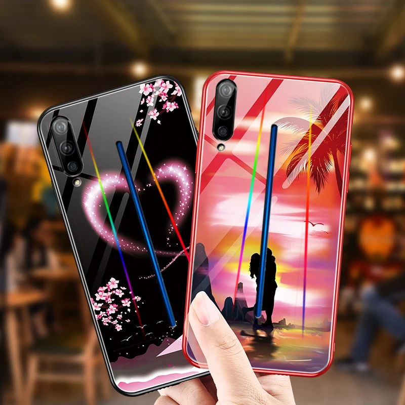 Luminous Tempered Glass Cases For VIVO IQOO X23 X21 i UD X20 X9S Plus X27 Coque Back Cover Soft Silicone Anti- fall Thin Shell |