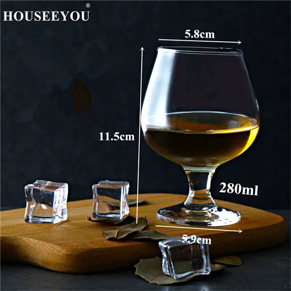 280ml 2pcs HOUSEEYOU, 2 шт./лот, коньяк, короткая чашка, кристалл, бокал для вина, для бара, для коктейля, короткий пивной бокал, es, для питья, виски, шнифтеры, сигары - Цвет: 280ml 2pcs