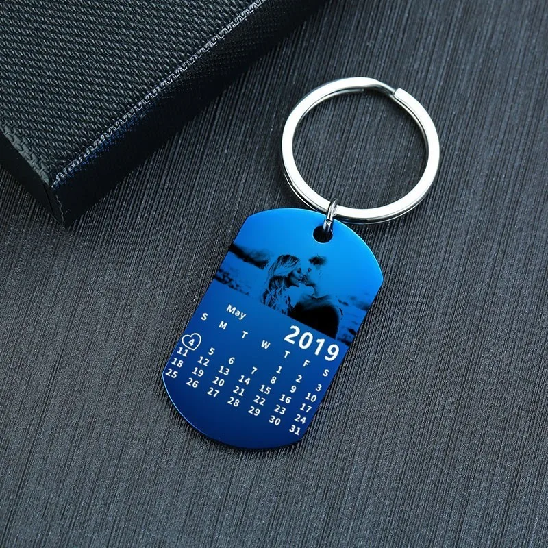 KR-007L Custom Vnox персонализированные Фото Календарь брелок любовь Дата подарки для влюбленных обещания нержавеющая сталь сувенир ID тег пользовательские ювелирные изделия - Цвет: KR-007L Custom