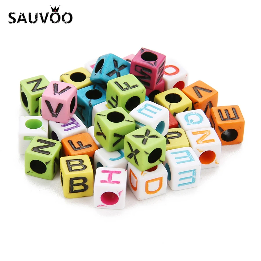 Акриловые буквы алфавита SAUVOO 100 шт./лот красочные квадратные формы большое