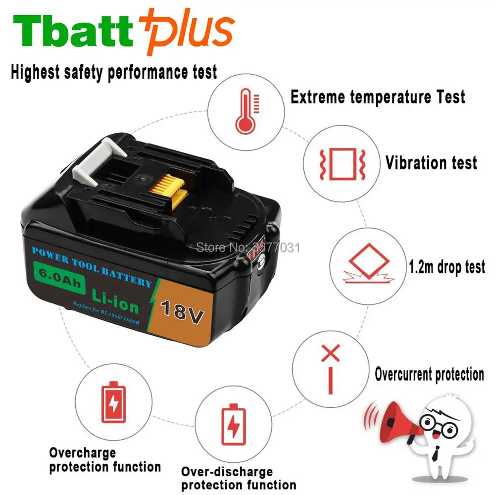 18 В 6.0Ah BL1860B литий-ионная Батарея со светодиодным индикатором для Makita BL1850 BL1840 BL1830