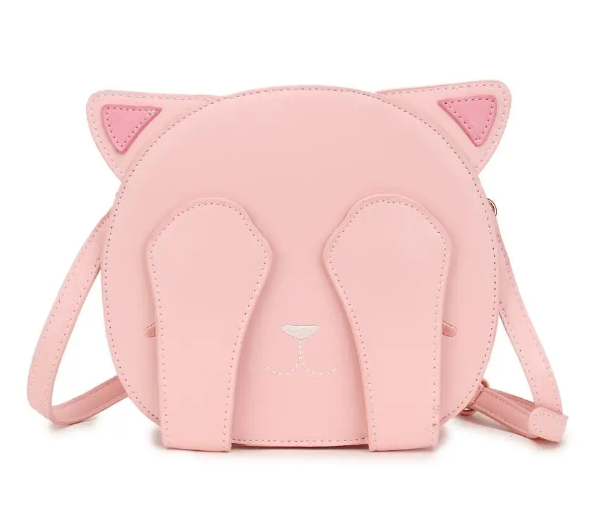 PINK Забавная модная женская сумка на плечо с милым мордочкой кошки, Повседневная мини-сумка через плечо, сумочка для девушек - Цвет: PINK