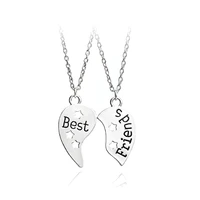 2pcsset best friend necklace for 2 handstamped bff couple chains pendant family star hollow necklace set engraved boy girl