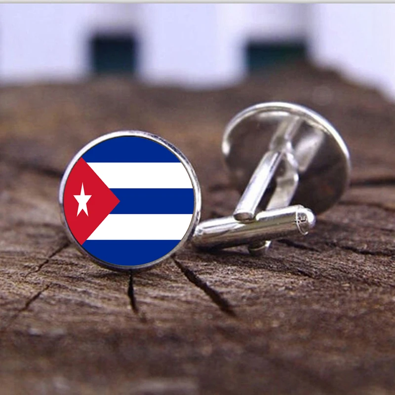 Винтажные мужские запонки Классические Национальный флаг Кубы ручной работы в