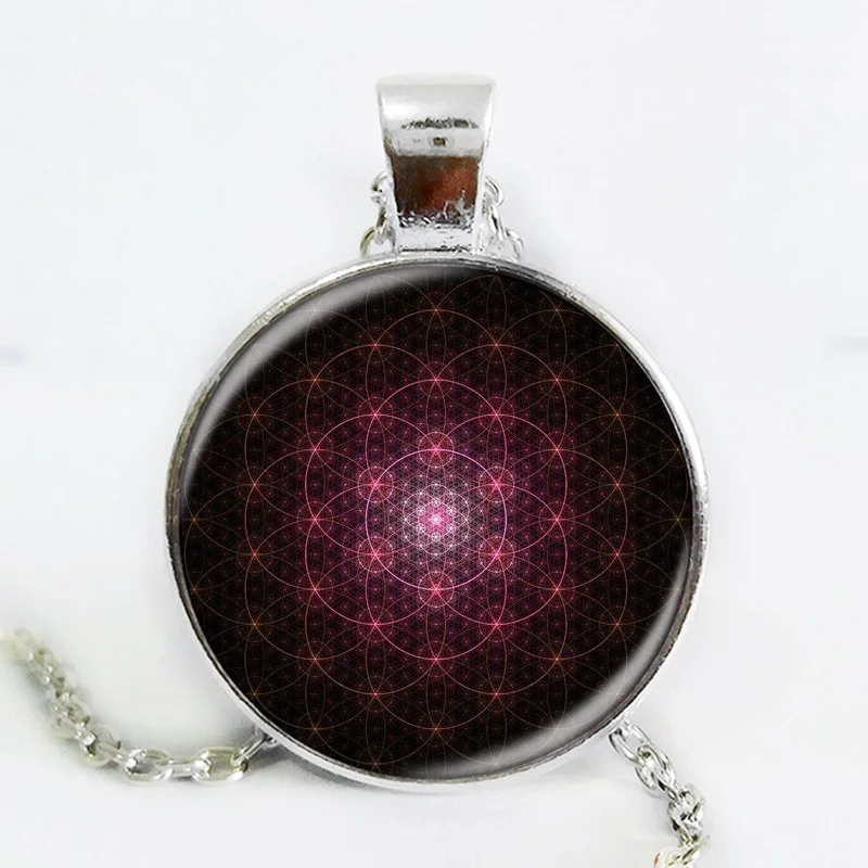 Newest 2017 Flower of Life pendant necklace glass cabochon black chock women jewelry fashion | Украшения и аксессуары