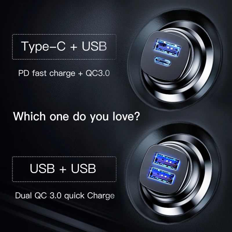 Автомобильное зарядное устройство Baseus 30 Вт USB Type C PD Quick Charge 4 0 3 SCP мобильный