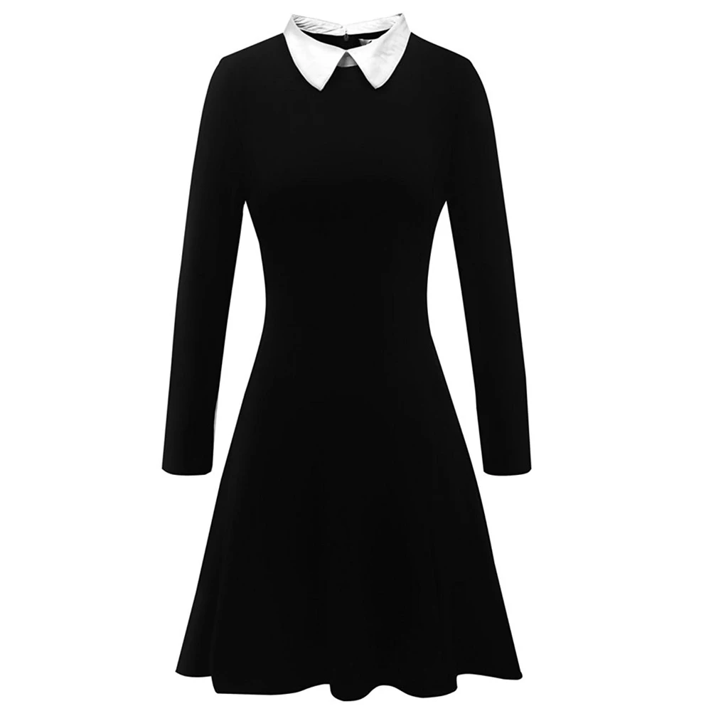 Женское элегантное черное платье 2019 Женская офисная одежда с длинным рукавом