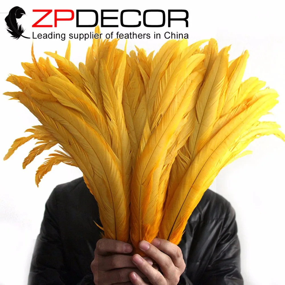 ZPDECOR 100 шт./лот 35 40 см (14 16 дюймов) ручная работа Золотой Петух Coque хвост перья для