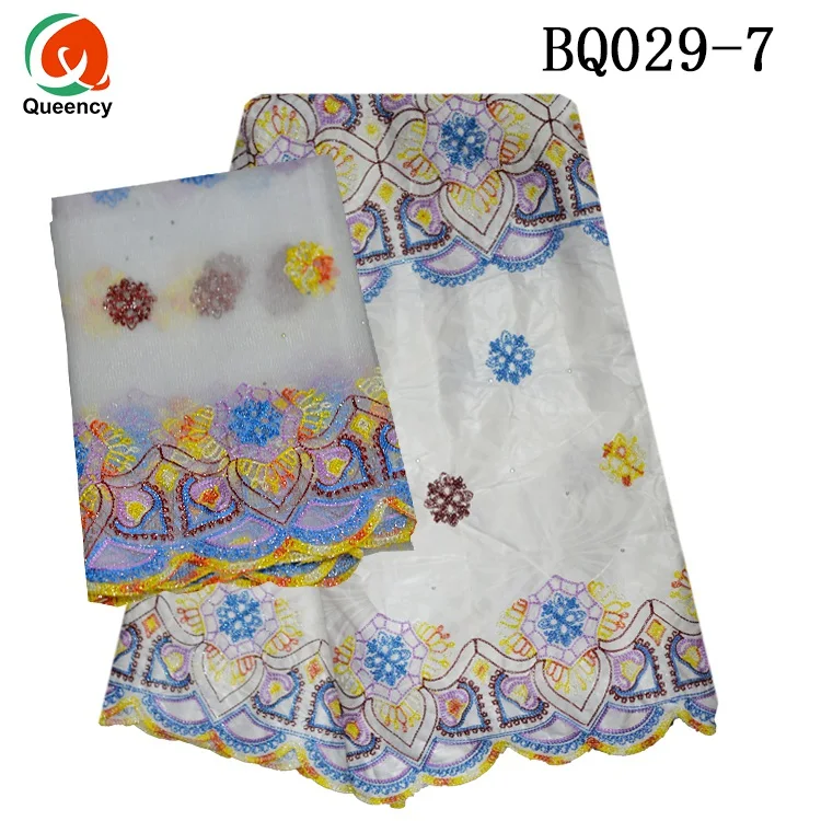 

BQ029 7 Yards High Quality African Riche Bazin stones embroidery with blouse Cotton Brocade for nigerian ladies wedding dresses