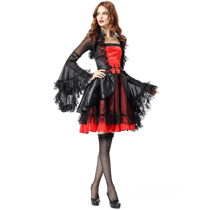 Новинка 2017 костюм вампира для взрослых женщин на Хэллоуин роскошный черный и