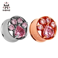 new hot fashion rose gold stainless steel ear plugs crystal ear tunnels double flared ear gauges pair selling 2pcslot