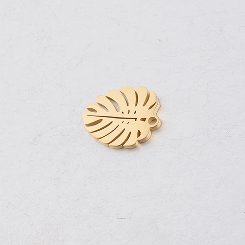 gold color Fnixtar нержавеющая сталь Зеркальная полировка золото/розовое золото цвет дерево Очаровательная подвеска в форме листа DIY ручной работы 13x17 мм 20 шт./лот - Окраска металла: gold color