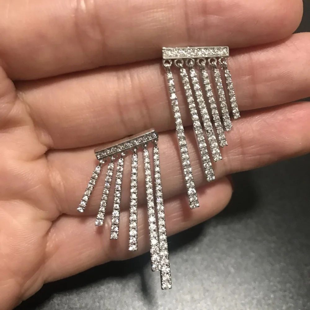 Серьги подвески с микрозакрепкой E5598 прозрачные Висячие Ювелирные украшения для