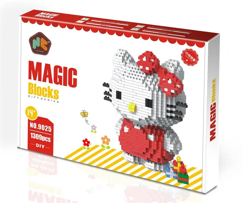 HC Конструкторы "Magic" мультфильм строительные игрушки Китти данные аукциона, которая проигрывает мелодии из фильмов модель DIY образовательной сборки Ассамблеи игрушек для детей девочек Подарки