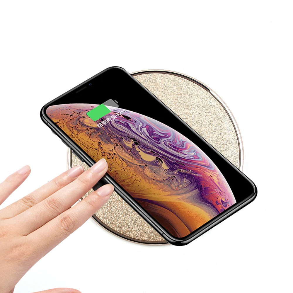 Aucas кожаный QI Беспроводное зарядное устройство для iPhone X/XS Max XR Samsung S9 + Note 9 8 быстрая