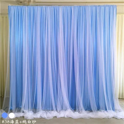 38 blue Свадебный фон занавес события вечерние Декор на свадьбу для заднего плана сцены лед шелк драпировочный фон с органзы - Цвет: 38 blue