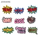 Нашивки ZOTOONE с надписью Wow, блестящие наклейки, Термотрансферная аппликация сделай сам, аппликация с вышивкой, ткань G