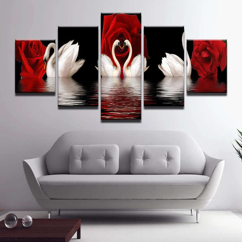 5 шт. картины на холсте с изображением цветов розы любви гуся|picture for living room|modern
