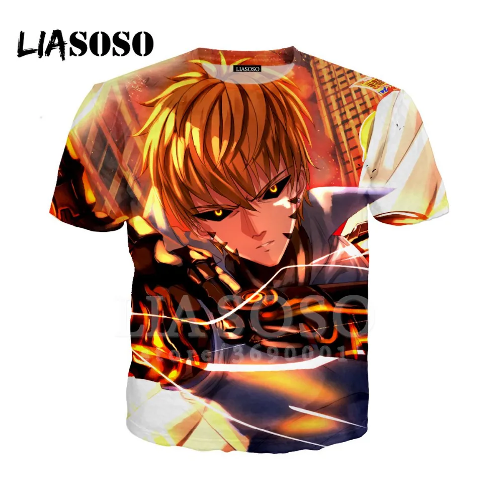 LIASOSO 3D принт для женщин и мужчин Аниме One Punch-man Super Punch Man Genos футболка Летняя хип-хоп