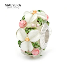 MAEYERA ювелирные изделия настоящие S925 лампворк бусины белые стерео