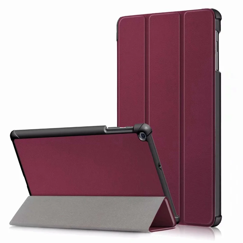 wine Умный кожаный чехол для samsung Galaxy Tab A SM-T515 T510 T515, чехол-подставка для планшета samsung Tab A 10,1 чехол - Цвет: wine