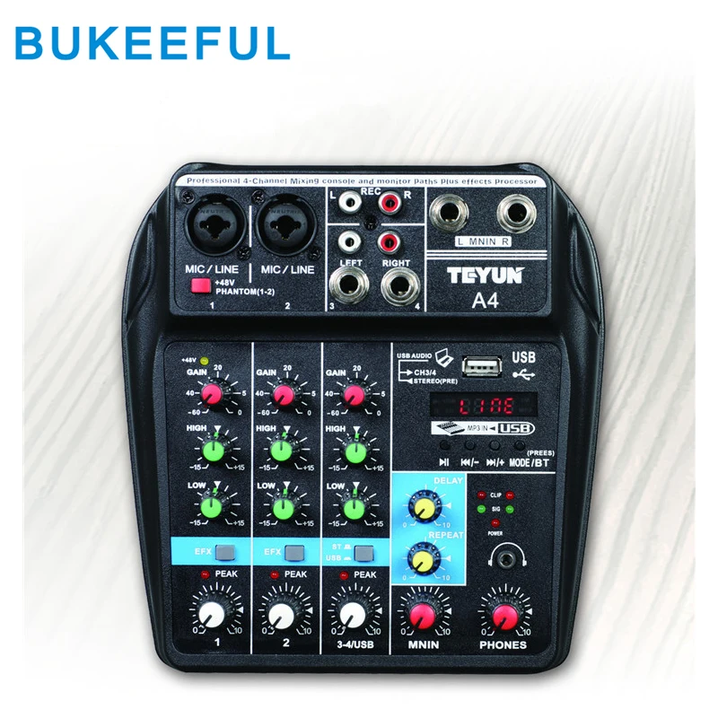 

Bluetooth USB аудио микшер 4-канальный звуковой микшерный консоль усилитель мини аудио микшер Профессиональный для DJ караоке