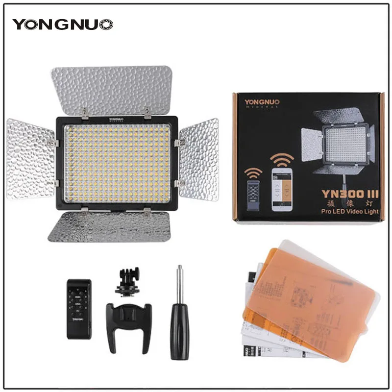 Светодиодная лампа для видеосъемки YONGNUO YN300 III светодиодный Камера лампа, лампа для видеосъемки с 5500 k Цвет является основной продукцией в нашей компании и возможность регулировки яркости для цифровой зеркальной камеры Canon Nikon Pentax Olympas