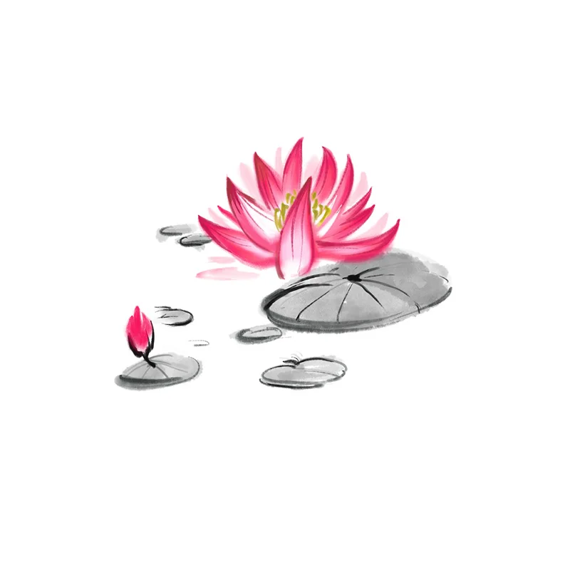 YOJA 23.3X17.5CM Античная Акварельная растительная водяная Лилия Настенная Наклейка