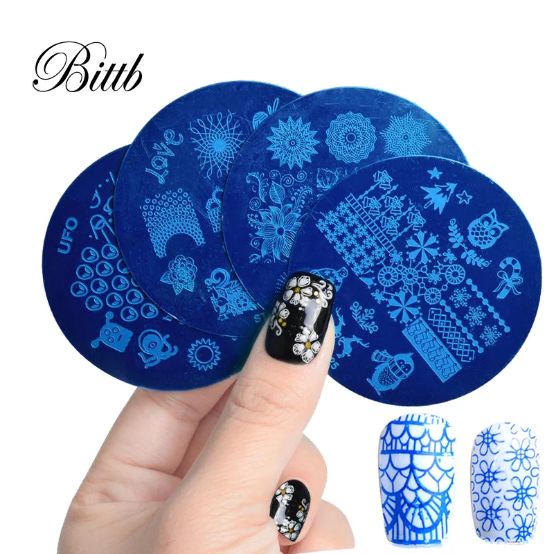 Bittb пилочки для ногтей штамп пластина кружевной с цветком животным узором