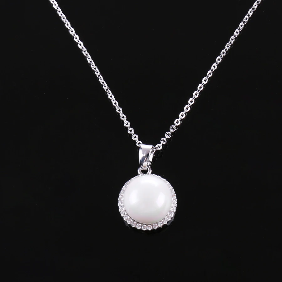 Semiround Simulated-pearl Pendants &amp Necklaces Link Chain For Women AAA Cubic Zirconia Crystal Gift Wedding Female Bijouterie | Украшения