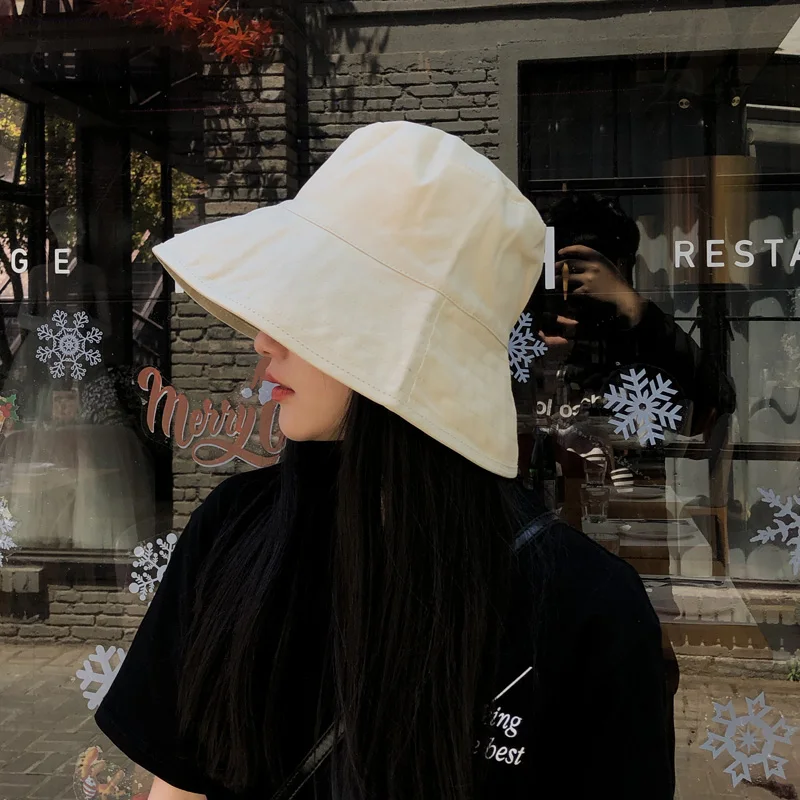 Pure-color Fisherman's Hats Women Spring Summer Sunshade Basin Hat Female Fashion Cotton Sun Protection Cap Lady Caps H230