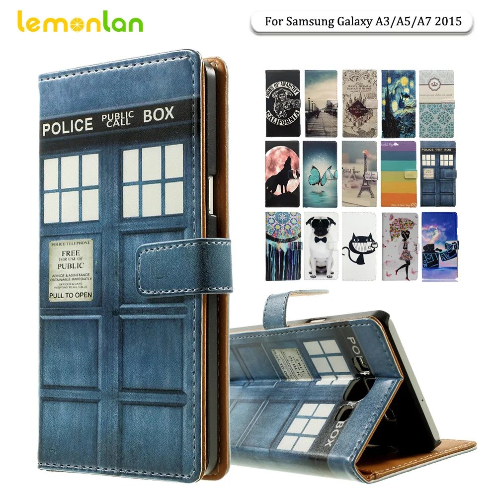 Lemonlan для Samsung Galaxy A5 A3 A7 2015 чехол телефона Магнитный кошелек с волчьей дверью