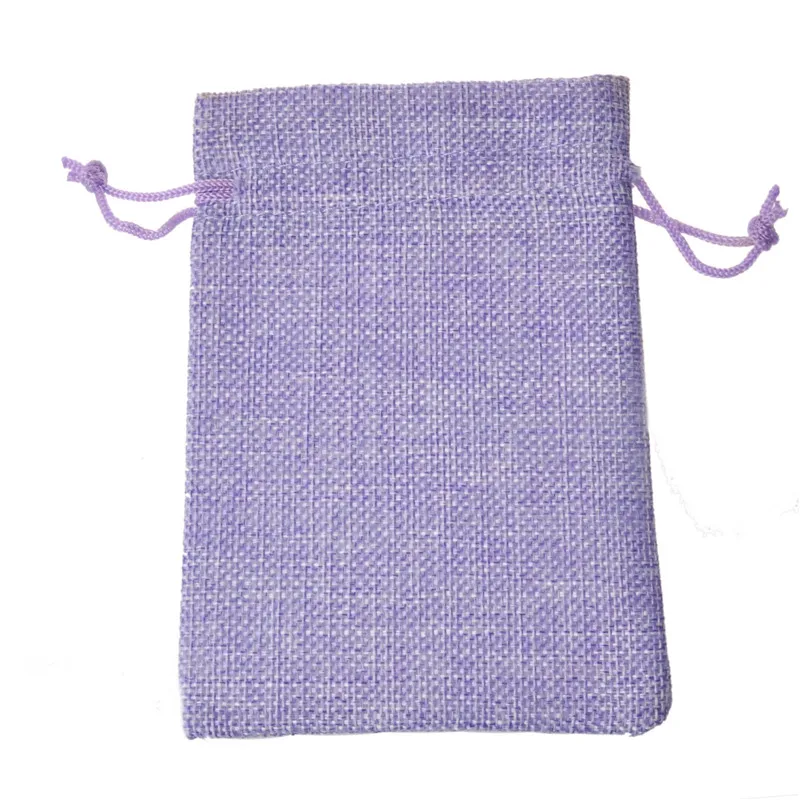 50 шт./лот фиолетовый мешковины drawstring джут ювелирные изделия упаковки Дисплей