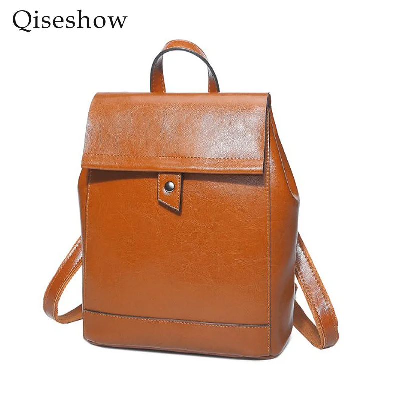 Новинка 2017 года брендовая натуральная кожа рюкзак женщины сумка масло Воск