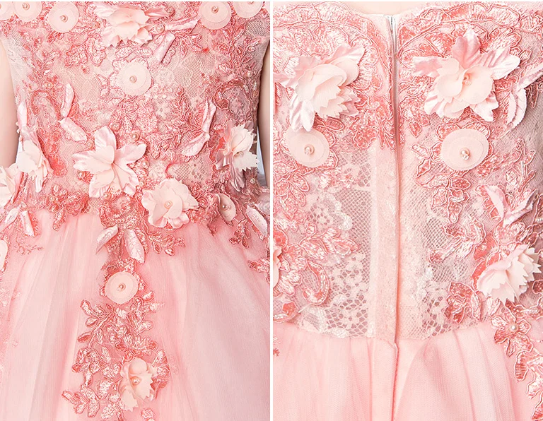 He's Bride Flower Girl Dresses for Wedding The Children's Princess Pink Lace Luxury Sweep Train Party First Communion | Свадьбы и