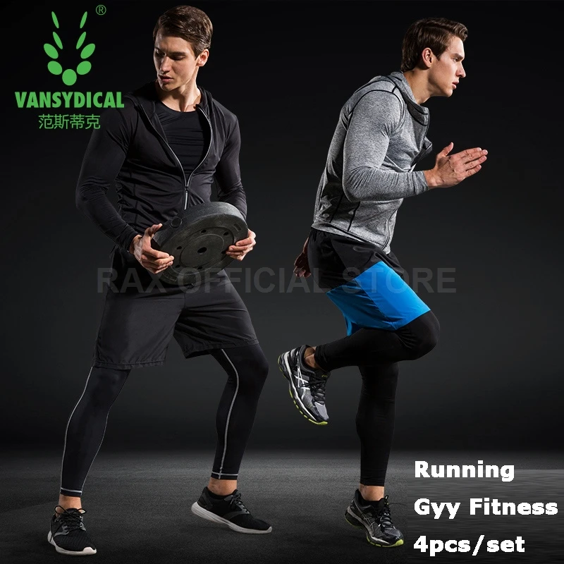 Vansydical Для мужчин s Спортивная Сжатия спортивный костюм колготки рубашки костюмы