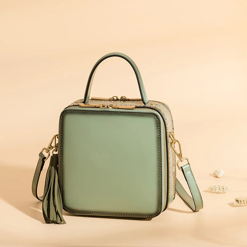 Bokinslon Small Square Bags Woman Vintage PU Leather Fashion Handbags Female Popular Solid Color Ladies Crossbody New | Багаж и сумки