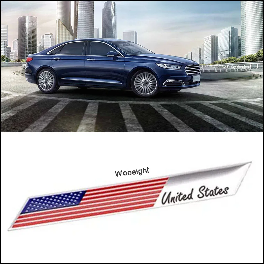 Wooeight 3D алюминиевый флаг США наклейки на Автомобиль Брызговик багажник эмблема