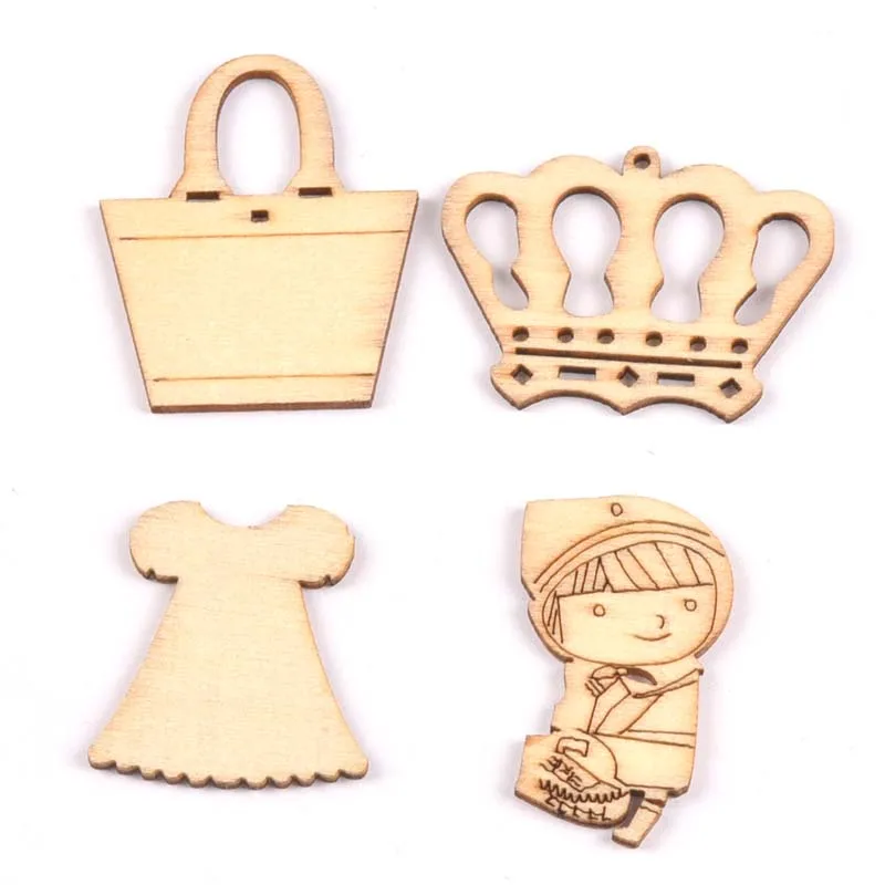 

24 шт. ранец/платье из натурального дерева Скрапбукинг Ремесло для украшений ручной работы Diy Ручная работа декор 30-40 мм MT1742