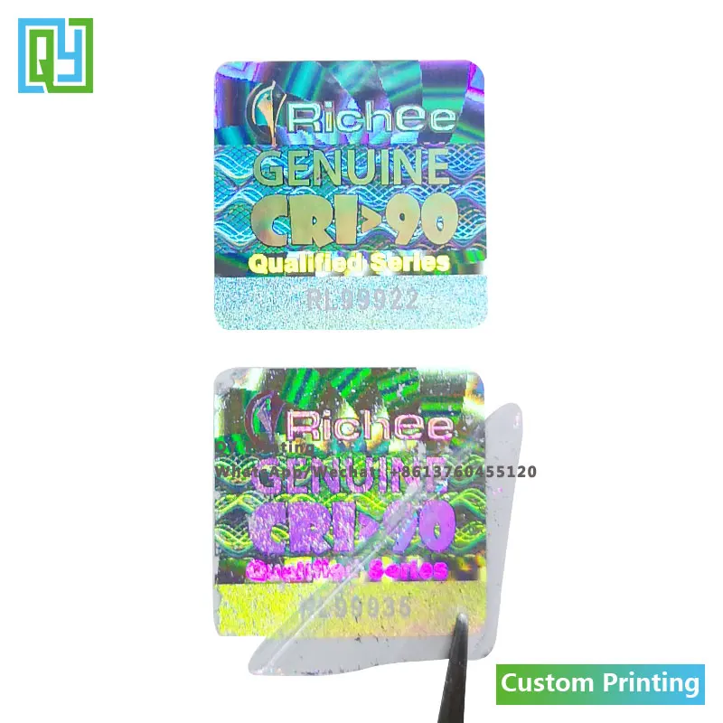 

10000pcs 20x20mm Free Shipping Custom Printing 3D Silver Hologram Stickers QR Code Barcode Serial Number Genunie VOID Open Label